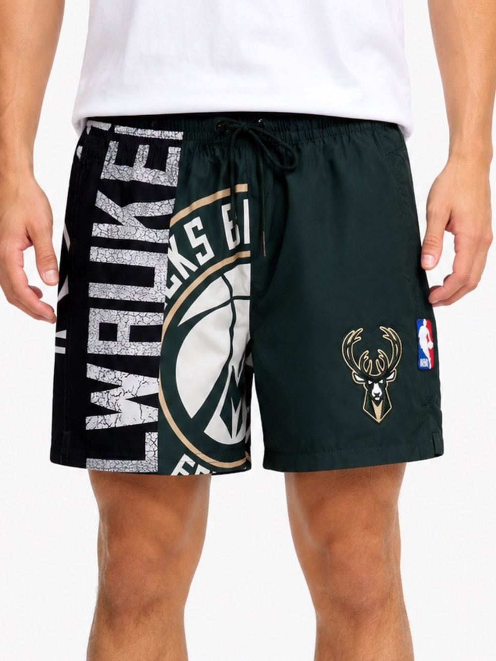 Pro Standard Milwaukee Bucks Split Logo Mesh Shorts Green Black Menโs size Large